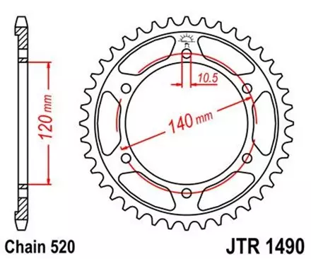 Звезда задняя JT JTR1490.37 для мотоциклов