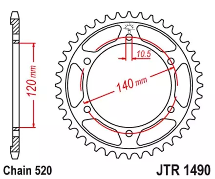 Звезда задняя JT JTR1490.43 для мотоциклов