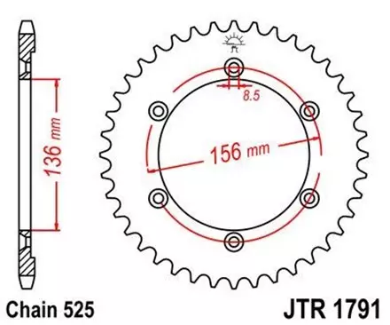 Звезда задняя JT JTR1791.42 для мотоциклов