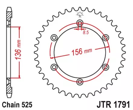 Звезда задняя JT JTR1791.46 для мотоциклов