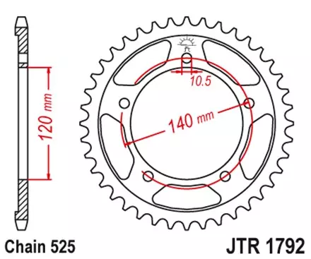 Звезда задняя JT JTR1792.42ZBK для мотоциклов