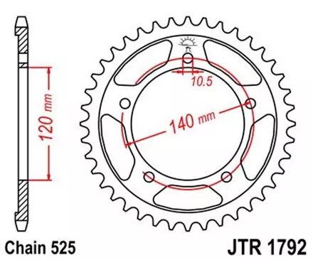 Звезда задняя JT JTR1792.47 для мотоциклов