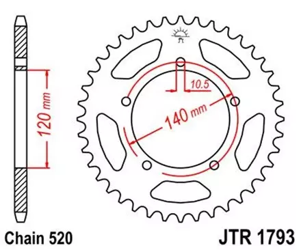 Звезда задняя JT JTR1793.45 для мотоциклов