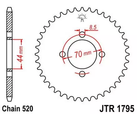 Звезда задняя JT JTR1795.22 для мотоциклов