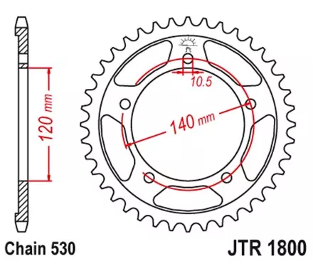 Звезда задняя JT JTR1800.42ZBK для мотоциклов