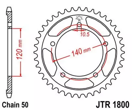 Звезда задняя JT JTR1800.44 для мотоциклов