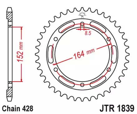 Звезда задняя JT JTR1839.56 для мотоциклов