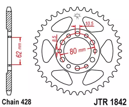Звезда задняя JT JTR1842.51 для мотоциклов