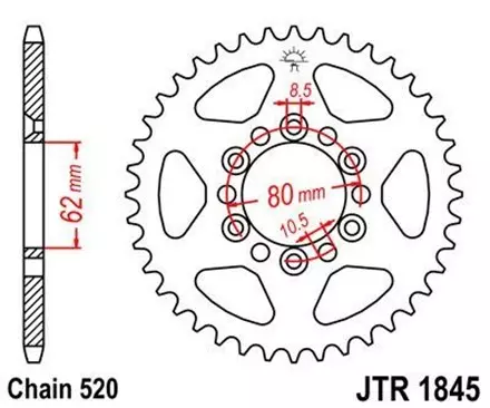 Звезда задняя JT JTR1845.37 для мотоциклов