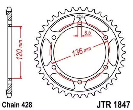 Звезда задняя JT JTR1847.48 для мотоциклов
