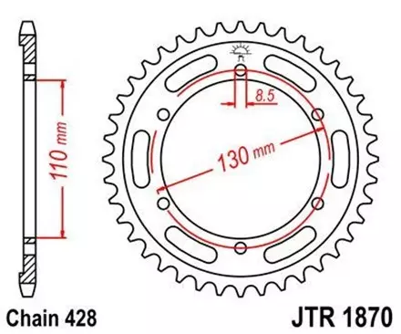 Звезда задняя JT JTR1870.44 для мотоциклов