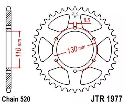 Звезда задняя JT JTR1977.48 для мотоциклов