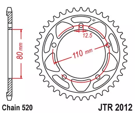 Звезда задняя JT JTR2012.42 для мотоциклов