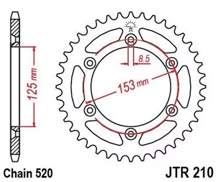 Звезда задняя JT JTR210.50 для мотоциклов