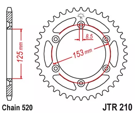 Звезда задняя JT JTR210.51SC для мотоциклов