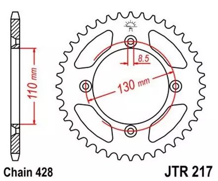 Звезда задняя JT JTR217.55 для мотоциклов