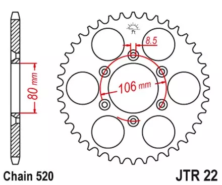 Звезда задняя JT JTR22.45 для мотоциклов