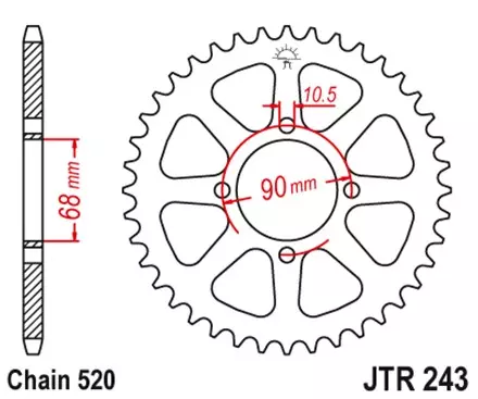 Звезда задняя JT JTR243.42 для мотоциклов