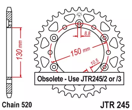 Звезда задняя JT JTR245.3.43 для мотоциклов