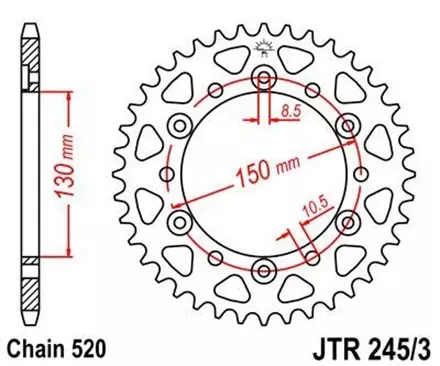 Звезда задняя JT JTR245/3.43 для мотоциклов
