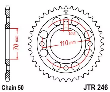 Звезда задняя JT JTR246.34 для мотоциклов