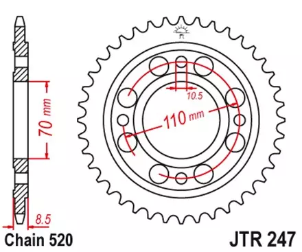 Звезда задняя JT JTR247.41 для мотоциклов