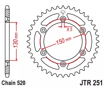 Звезда задняя JT JTR251.48SC для мотоциклов