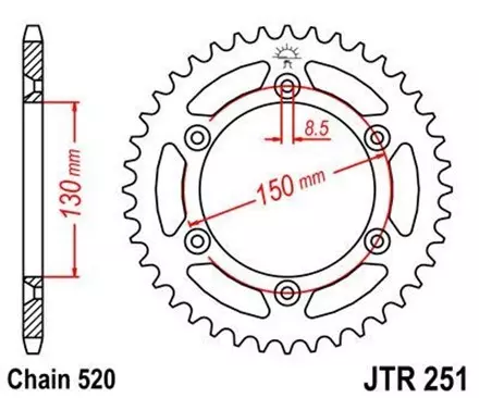Звезда задняя JT JTR251.50 для мотоциклов