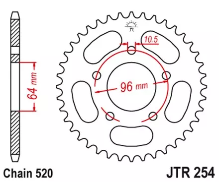 Звезда задняя JT JTR254.37 для мотоциклов