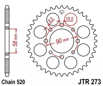 Звезда задняя JT JTR273.33 для мотоциклов