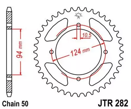 Звезда задняя JT JTR282.37 для мотоциклов