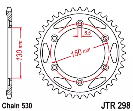 Звезда задняя JT JTR298.40 для мотоциклов