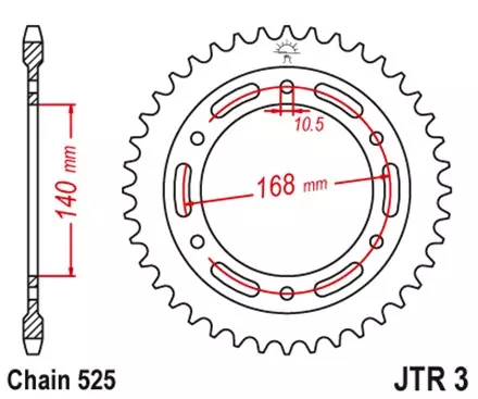 Звезда задняя JT JTR3.47 для мотоциклов