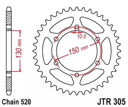 Звезда задняя JT JTR305.46ZBK для мотоциклов
