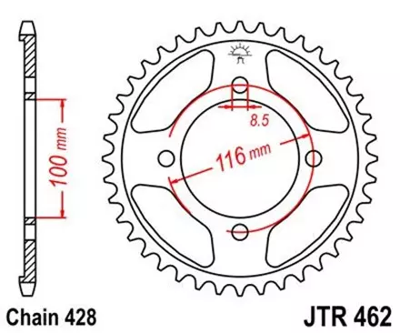 Звезда задняя JT JTR462.50 для мотоциклов