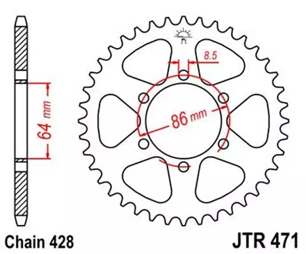 Звезда задняя JT JTR471.50 для мотоциклов