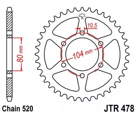 Звезда задняя JT JTR478.42 для мотоциклов