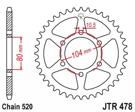 Звезда задняя JT JTR478.45ZBK для мотоциклов