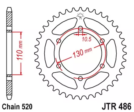 Звезда задняя JT JTR486.42ZBK для мотоциклов