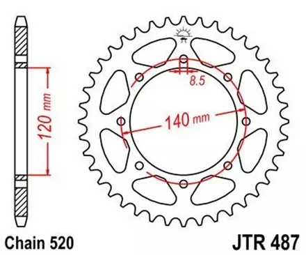 Звезда задняя JT JTR487.47 для мотоциклов