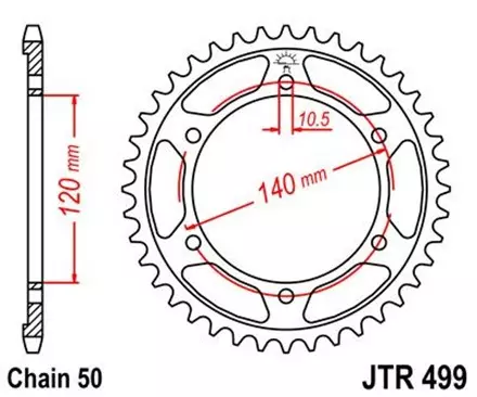 Звезда задняя JT JTR499.49 для мотоциклов