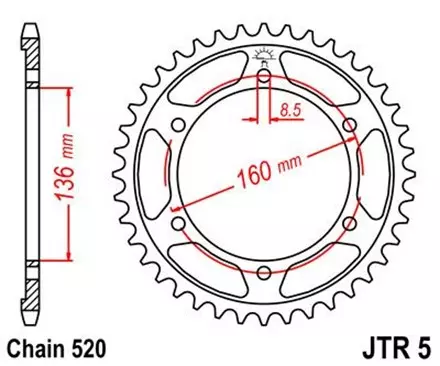 Звезда задняя JT JTR5.45 для мотоциклов
