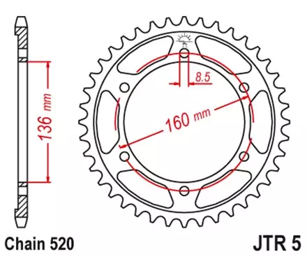 Звезда задняя JT JTR5.47ZBK для мотоциклов