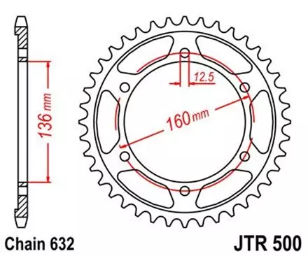 Звезда задняя JT JTR500.40 для мотоциклов