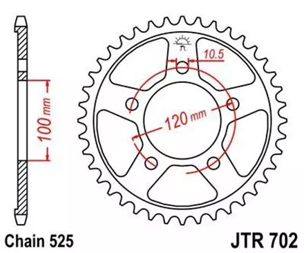 Звезда задняя JT JTR702.44 для мотоциклов