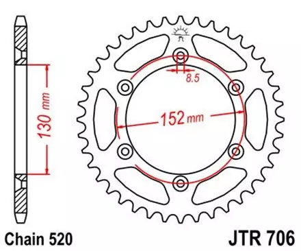 Звезда задняя JT JTR706.48 для мотоциклов
