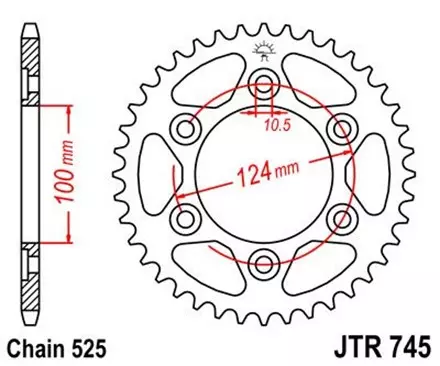 Звезда задняя JT JTR745.42 для мотоциклов
