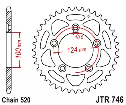 Звезда задняя JT JTR746.44 для мотоциклов