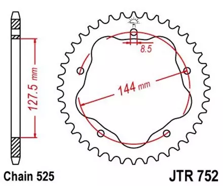 Звезда задняя JT JTR752.45 для мотоциклов