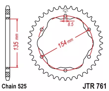 Звезда задняя JT JTR761.41 для мотоциклов